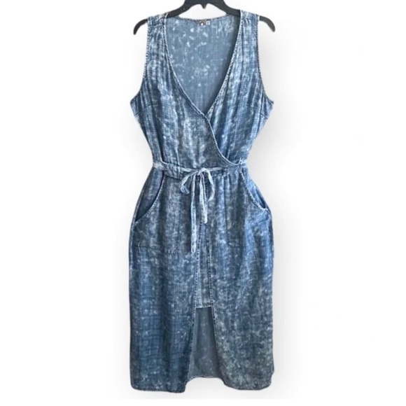 Split Front Plaid Chambray Midi Dress Size 4 by Kut From The Kloth Jules - Picture 16 of 16